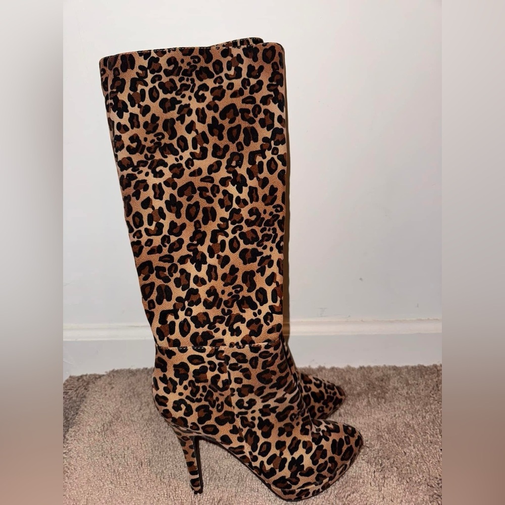 Worthington Leopard Print Over the Knee Boots